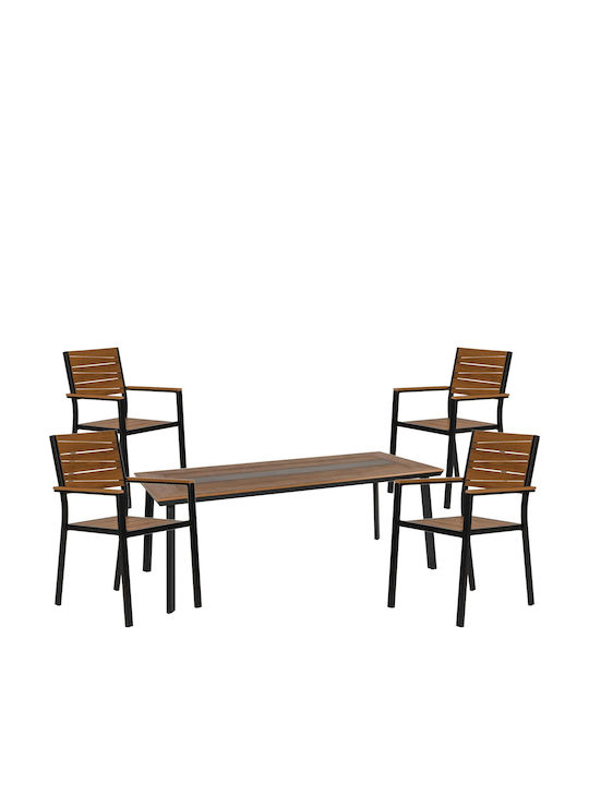 Set Dining Pentru Exterior Ruacana 5 Piese Gri
