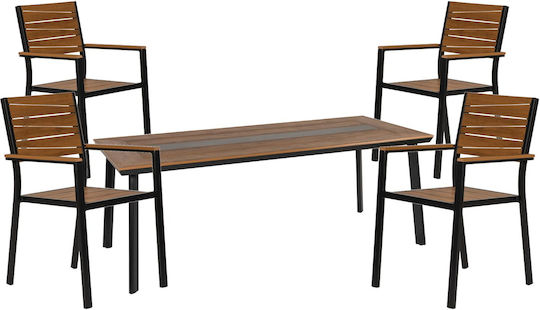 Outdoor Dining Set Ruacana 5 Pieces Gray