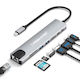 Lemorele TC19L Plus USB-C Докинг Станция с HDMI 4K PD Ethernet Сребриста