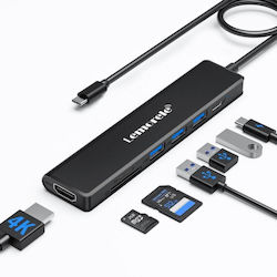 Lemorele TC90 USB-C докинг станция с HDMI 4K PD Ethernet
