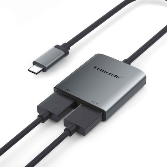 Lemorele USB-C Докинг Станция с HDMI 4K и Свързване на 2 Монитора Черен (LX911H)