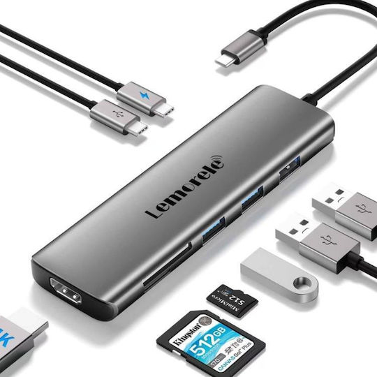 Lemorele TC38L USB-C Докинг Станция с HDMI 4K PD Черен