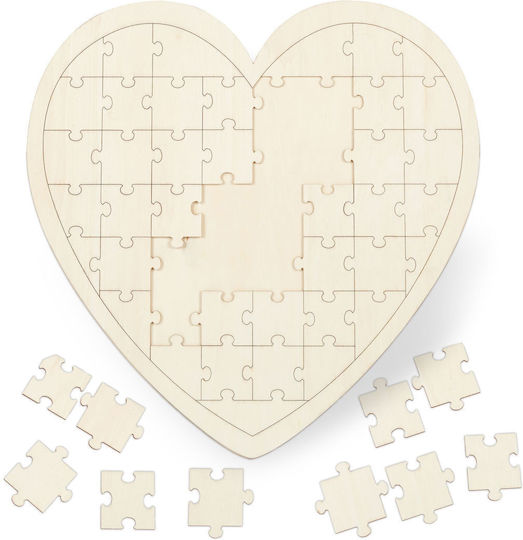 Relaxdays Carte De Oaspeți Din Lemn Inimă Puzzle Crem 0.6x45x45 Cm
