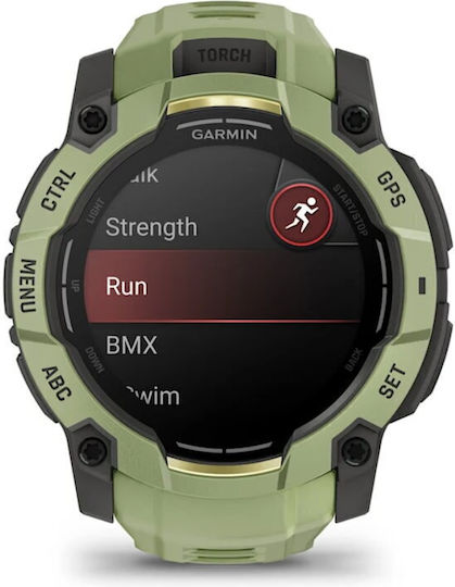 Garmin Instinct 3 AMOLED Aluminium 50mm Αδιάβροχο Smartwatch με Παλμογράφο (Fern Green with Fern Green Band)