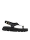 Leather Women's Flat Sandals Black 4595+Black Leather