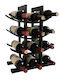 Relaxdays Suport de Sticle de Podea din Lemn Negru 41x30x14.5cm