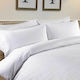 Hotel Sheets Set Single Cotton Sateen White Striped