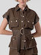 Sleeveless Women's Shirt Brown