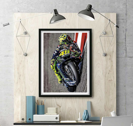 Poster MotoGP Valentino Rossi GP008 40cm X 50cm Premium Black Wooden Frame