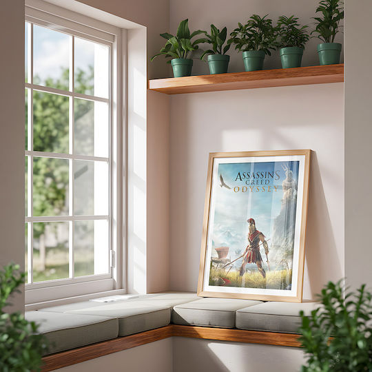 Gaming Poster Assassins Creed Odyssey Cover Gm2356 40cm X 50cm Premium Μαύρο Ξύλινο Κάδρο