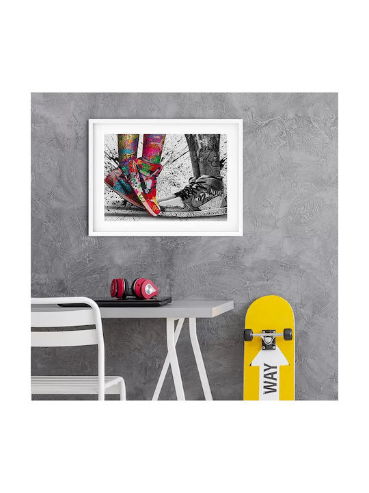 Poster Graffiti Sneakers Snk070 40cm x 50cm Premium Schwarzer Hölzernes Rahmen