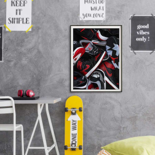 Poster Jordan Sneakers Kds012a 40cm X 50cm Premium Black Wooden Frame