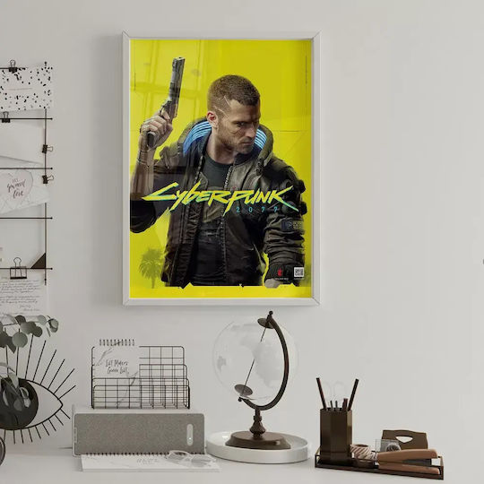 Gaming Poster Cyberpunk Gm2304 40cm x 50cm Premium Schwarzer Hölzener Rahmen