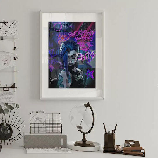 Gaming Poster Jinx Arcane Gm1111 40cm X 50cm Premium Black Wooden Frame