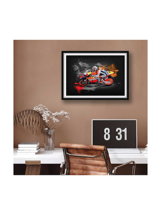 Poster Motogp Marc Marquez Gp026 40cm X 50cm Premium Μαύρο Ξύλινο Κάδρο