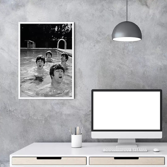 Poster Muzical Beatles Ms056 40cm X 50cm Premium Cadru Negru Din Lemn