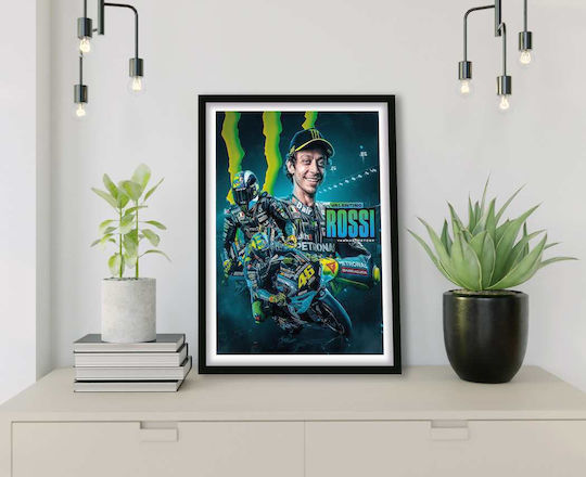 Poster Motogp Valentino Rossi Gp009 40cm X 50cm Premium Μαύρο Ξύλινο Κάδρο