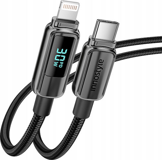 Innostyle USB-C to Lightning Cable 30W Μαύρο 1m DP-CL301BLK