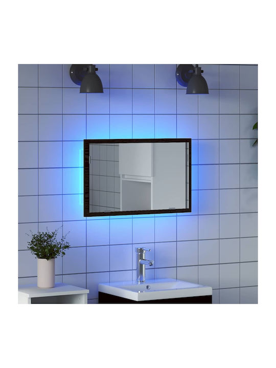 vidaXL Oglindă de Baie cu Lumini LED 60x37 cm Neagră