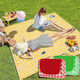Picnic Blanket Handbag Type Foldable Waterproof Beach Camping 100x150cm Yellow-white