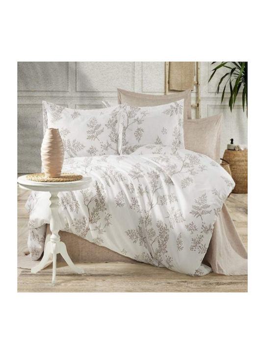 MayHome Set Bed Sheets Super-Double with Rubber Hugger 160x200+30cm Beige 4 Pieces