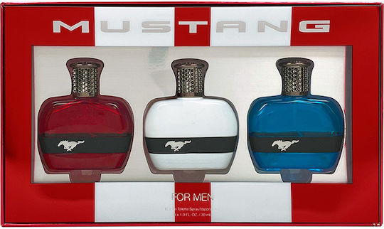 Set Ford Mustang Blue Eau De Toilette Bărbați 30 Ml + Mustang Red Eau De Toilette Bărbați 30 Ml + Mustang White Eau De Toilette Bărbați 30 Ml