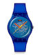 Swatch Herrenuhr Batterie mit Blauem Gummiarmband
