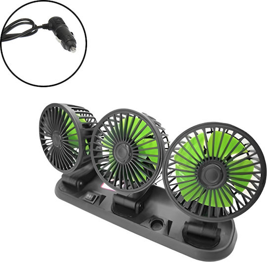 Triplu Ventilator Priză Auto 12v Brațe Mobile Sds-28751 Negru Verde