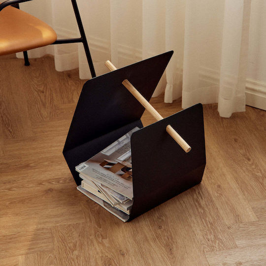 Muubs Θήκη Περιοδικών Μεταλλική Μαύρη 45x38x35εκ.