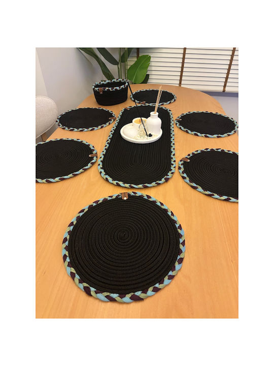 SteweHome Black Wicker Placemats 80x30cm 7 Pieces