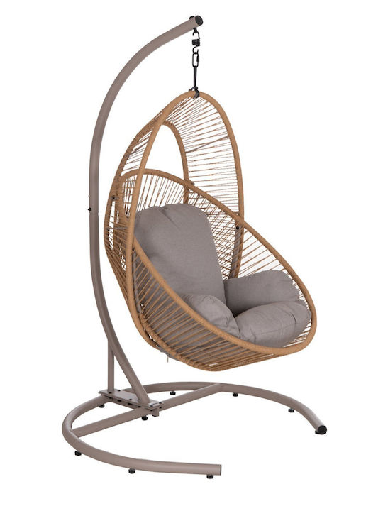 Κούνια Πολυθρόνα με Βάση Rattan 120x110x190cm Καφέ