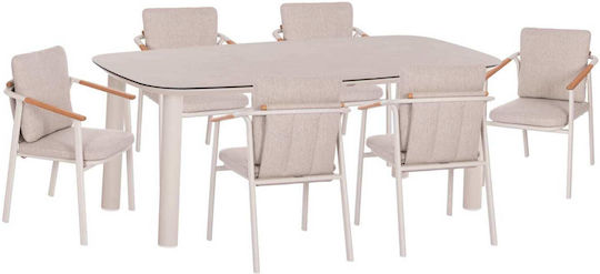 Set Dining 7 Piese Bej cu Perne