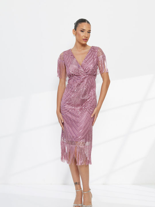 RichgirlBoudoir Pink Midi Evening Dress