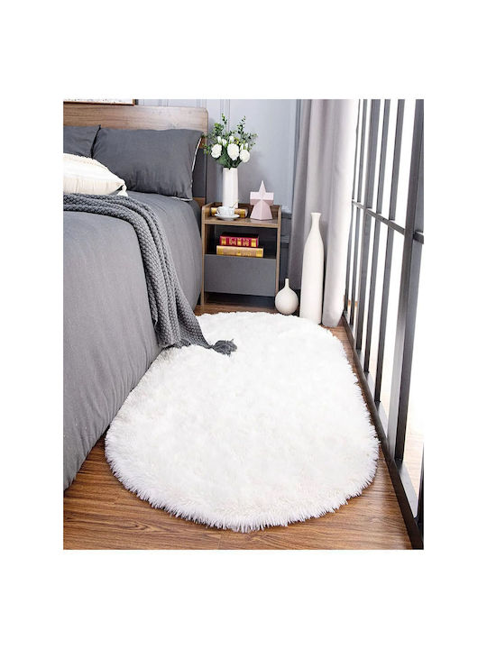 SteweHome Non-Slip Runner Furry White Rug 80x290cm