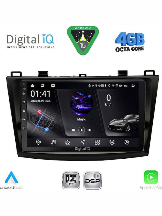 Digital IQ Car Audio System for Mazda 3 2009-2014 (Bluetooth/USB/WiFi/GPS/Apple CarPlay/Android Auto) with 9" Touch Screen