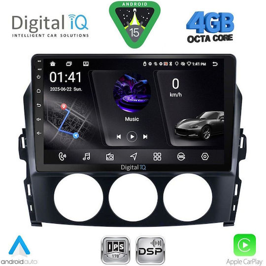 Digital IQ Car Audio System for Mazda MX-5 2005-2015 (Bluetooth/USB/WiFi/GPS/Apple CarPlay/Android Auto) with 9" Touch Screen