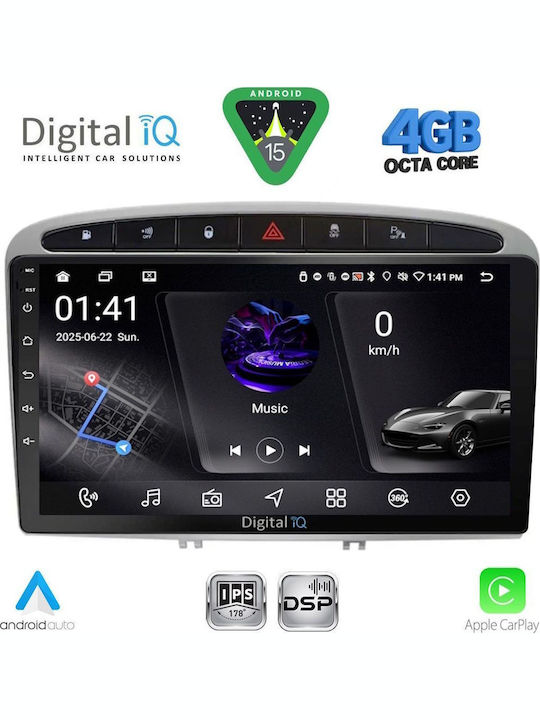 Digital IQ Car Audio System for Peugeot 308 / RCZ 2009-2015 (Bluetooth/USB/WiFi/GPS/Apple CarPlay/Android Auto) with 9" Touch Screen