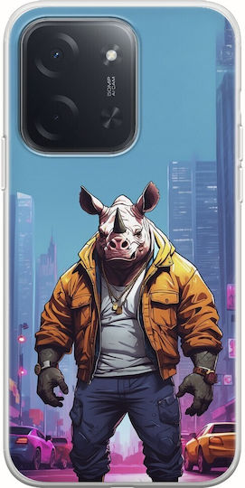 Street Animals Rhinoceros Case Xiaomi Poco C85 4g Flexible TPU Transparent Silicone