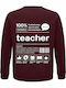 Sweatshirt Organic Unisex " Funny Teacher Barcode Design " Back Print Burgundy