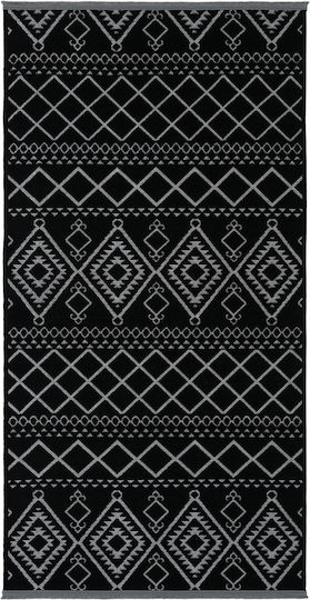 SteweHome Παιδικό Χαλί Βαμβακερό Μαύρο 100x300cm Πάχους 60mm