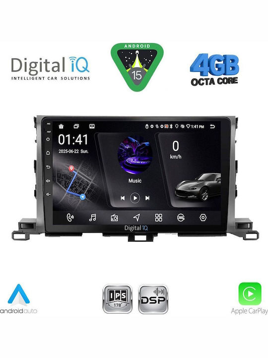 Digital IQ Автомобилна Аудио Система за Toyota Highlander 2014-2019 (Bluetooth/USB/Вграден Wi-Fi/GPS/Apple CarPlay/Android Auto) с Touch Screen 10"