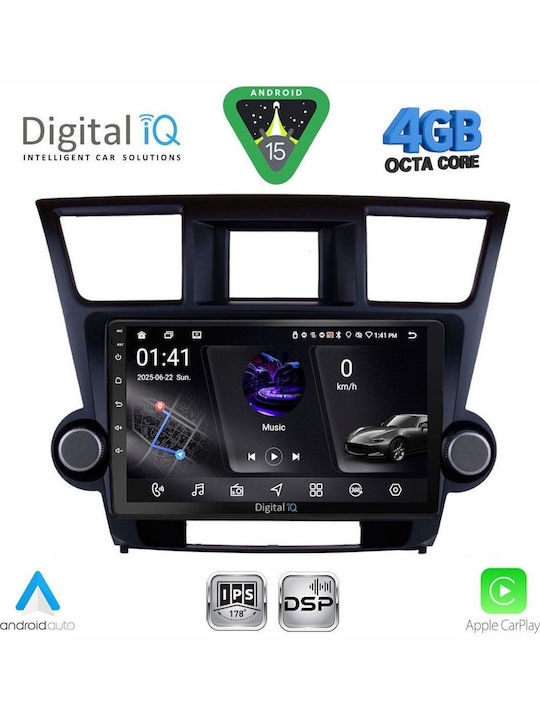Digital IQ Автомобилна Аудио Система За Toyota Highlander 2008-2015 Bluetooth USB Вграден Wi-Fi GPS Apple CarPlay Android Auto С Touch Screen 10"