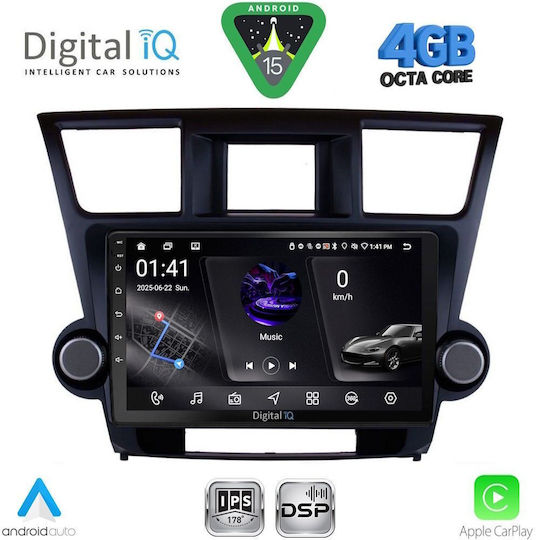 Digital IQ Car Audio System for Toyota Highlander 2008-2015 Bluetooth USB WiFi GPS Apple CarPlay Android Auto with 10" Touch Screen