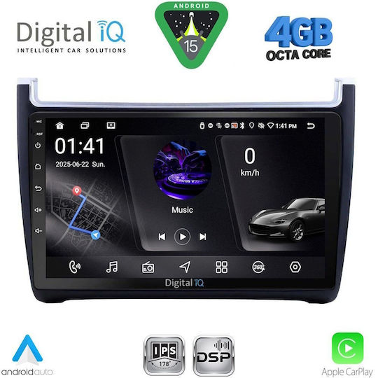 Digital IQ Car Audio System for Volkswagen Polo 2014-2017 with Clima (Bluetooth/USB/WiFi/GPS/Apple CarPlay/Android Auto) with 9" Touch Screen