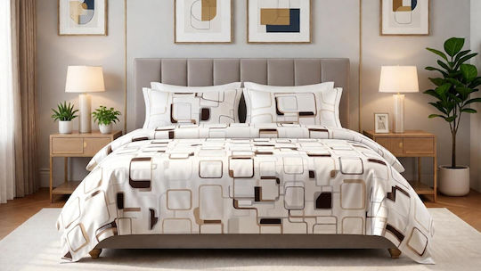 MayHome Set Bettlaken Doppel 200x240cm Geometrisch 4Stücke