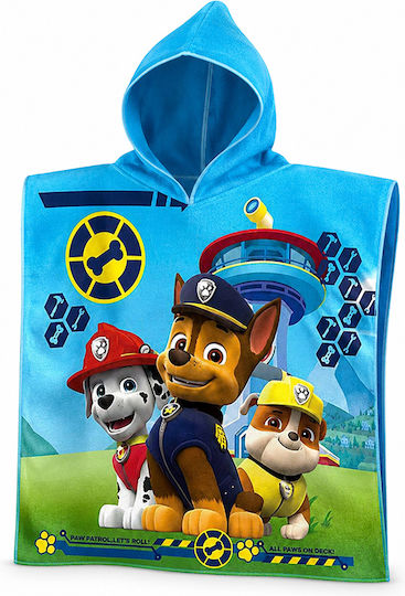 Paw Patrol Παιδική Πετσέτα Θαλάσσης Πόντσο Microfiber Paw Patrol 100x50cm