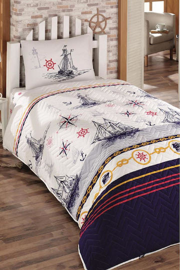 SteweHome Set Kids Duvet Cover Double Size with Pillowcase Cotton Dark Blue 180x230cm