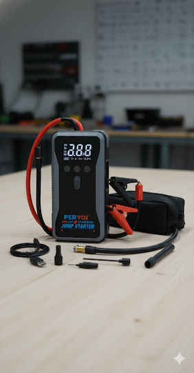 PerVoi Portable Car Battery Starter 16000mAh with Power Bank USB Pump Flashlight 12V