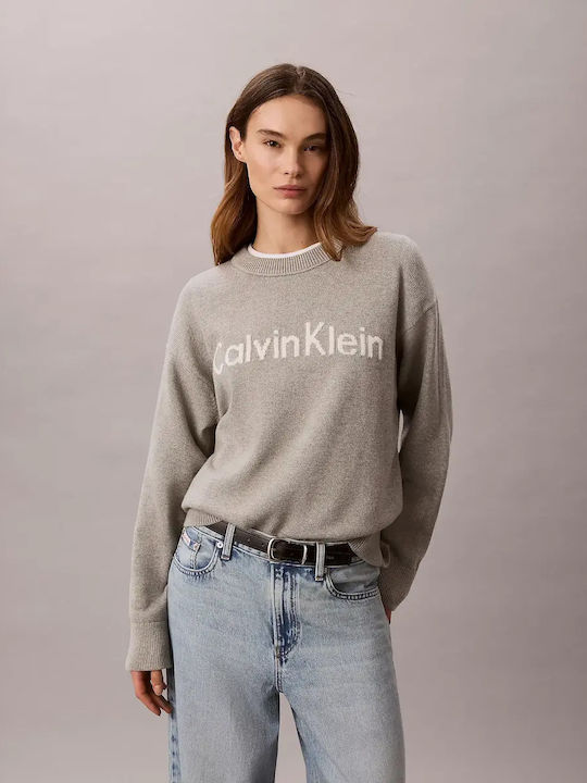 Calvin Klein Γυναικείο Πουλόβερ Βαμβακερό Γκρι
