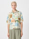 Short Sleeve Women's Shirt Ecru Floral